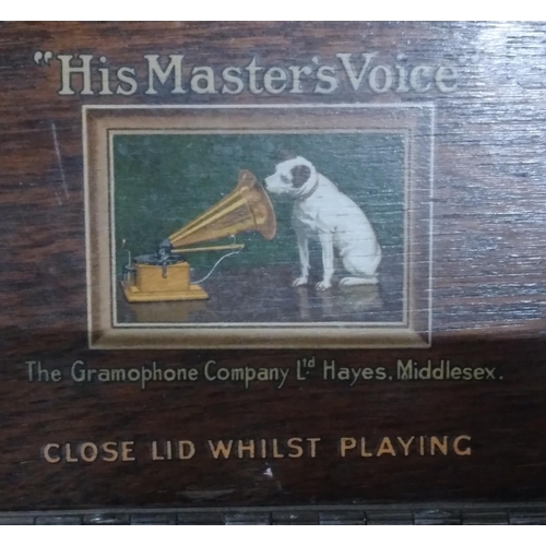 373 - Vintage wooden box gramophone by The gramophone company ltd Hayes, Middlessex