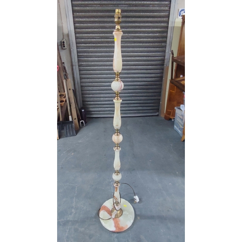 186 - A fine quality Onyx and Brass floor standing lamp