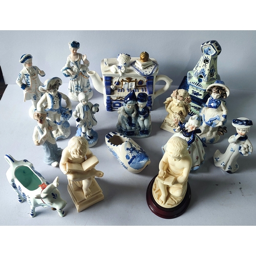 340A - Collection of various blue and white figures including Delft etc. (Qty)