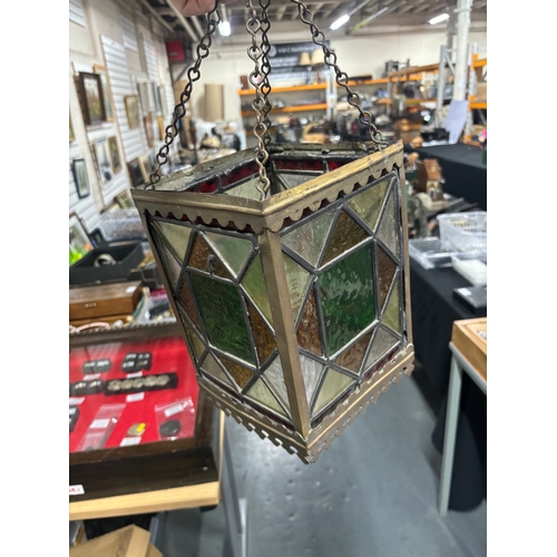 176A - Hanging lantern with coloured glass slides