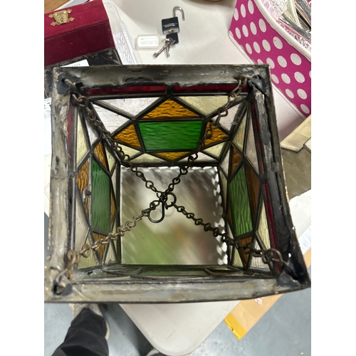 176A - Hanging lantern with coloured glass slides