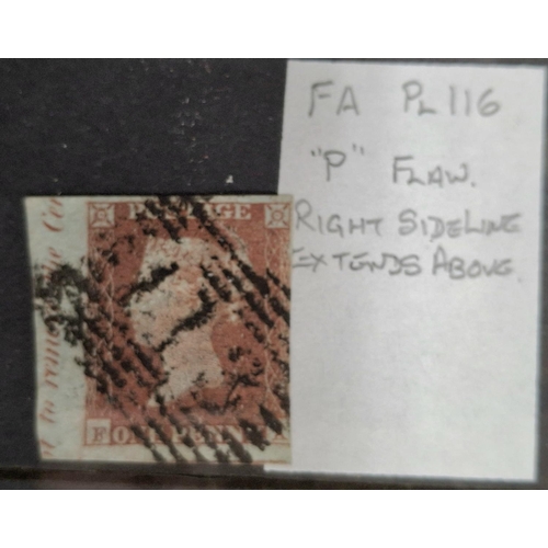 131 - QV GB 1d red imperf used, plate 116 with error to the 