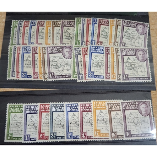 134 - KGVI 1946 Falklands Islands dependencies - 5 part mint unmounted sets, Map of the Falkland Islands, ... 