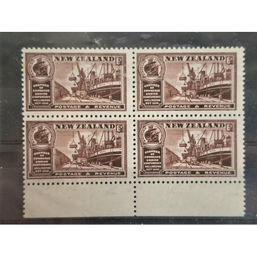 151 - New Zealand 1936 6p brown block of four together with New Zealand 1960 £1 block of four etc (10)