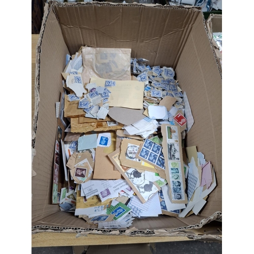 109 - Large box, half full of used, unexamined stamps including Harrisons (Qty)