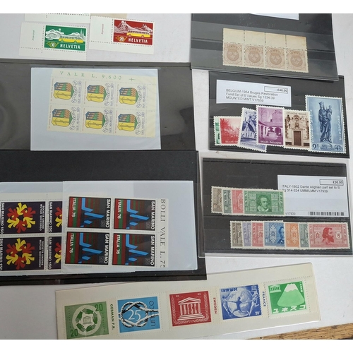 123 - Small collection of modern mint unmounted sets including 1932 Dante Alighieri to 5Lira, 1954 Belgium... 