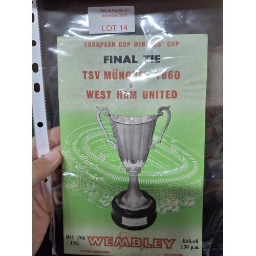 14 - 1965 football programme for the European Cup Winners Cup final at Wembley between TSV Munchen 1860 v... 