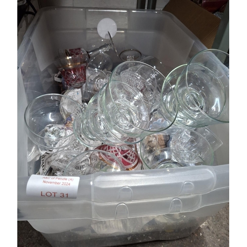 31 - Box of various glassware etc (Qty)