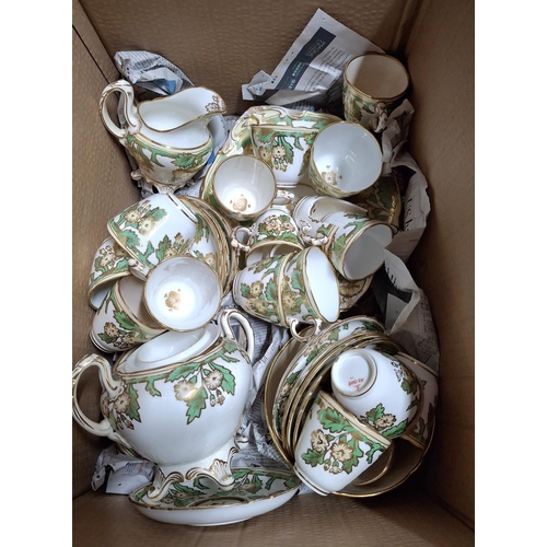 32 - Green floral tea set (Qty)