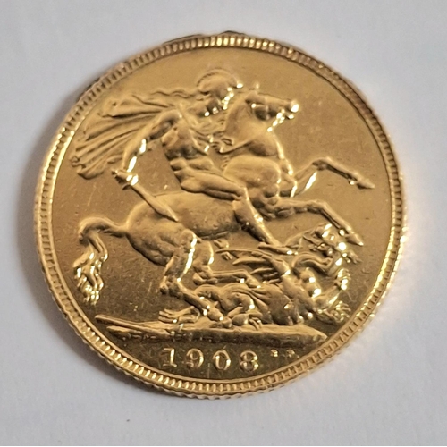 5 - King Edward VII 1908 full sovereign,

8 grams