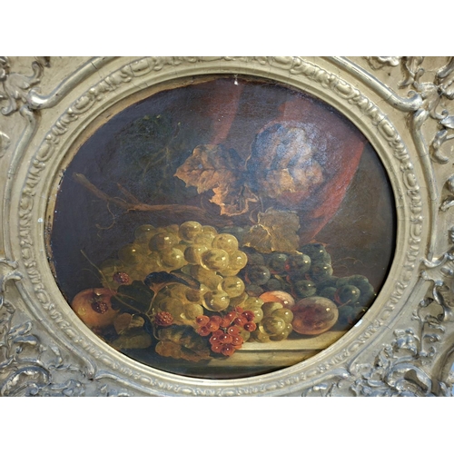 32 - Circle of George CLARE (1830-1900), indistinctly signed, late Victorian still-life oil of fruit in f... 