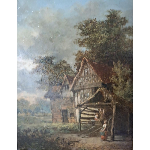 33 - Mid/late 19thC oil on board, possibly indistinctly signed in the manner of John Constable depicting ... 