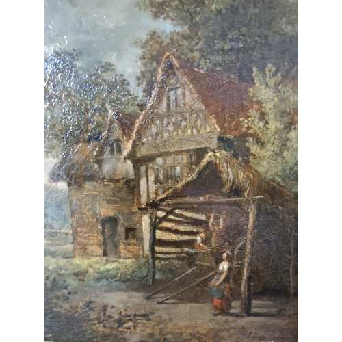 33 - Mid/late 19thC oil on board, possibly indistinctly signed in the manner of John Constable depicting ... 