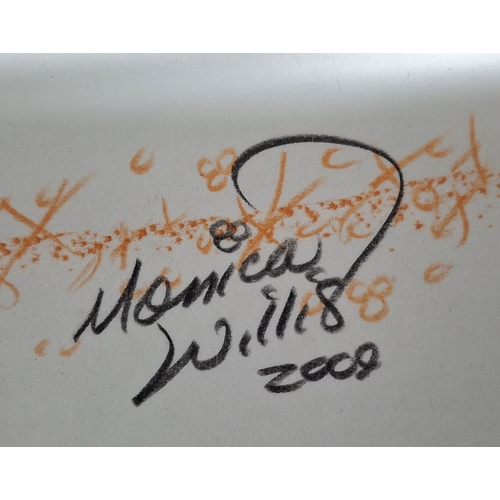 67 - Monica Rose Willis (official Disney artist) 2008 pencil and orange crayon drawing of Tigger on embos... 