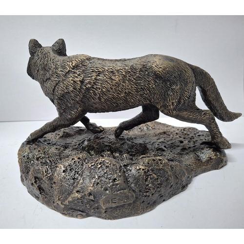 27 - Fine quality, small, modern cast bronze of a Wolf after Pierre Jules Mene,

The bronze measures appr... 