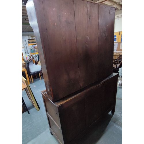 77 - Antique Oak dresser, possibly mid 1800's, with removable top section comprising of two doors and fou... 