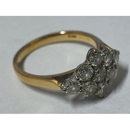 92 - An 18ct. Gold and Diamond cluster ring, approx. 1ct., 3.0 grams gross, size J