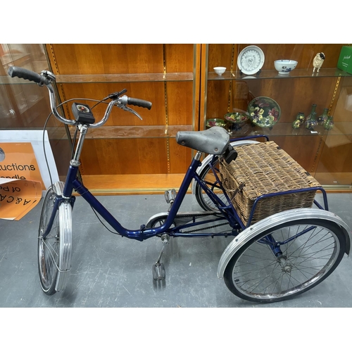 118 - Three-wheeled bike with whicker carry basket