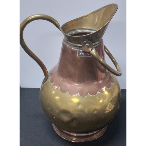 218 - Large continental copper and brass water jug,

49cm tall