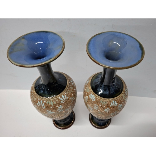 197 - Pair of late 19thC Doulton Lambeth, Slaters patent stoneware vases (2),

Both are 28cm tall