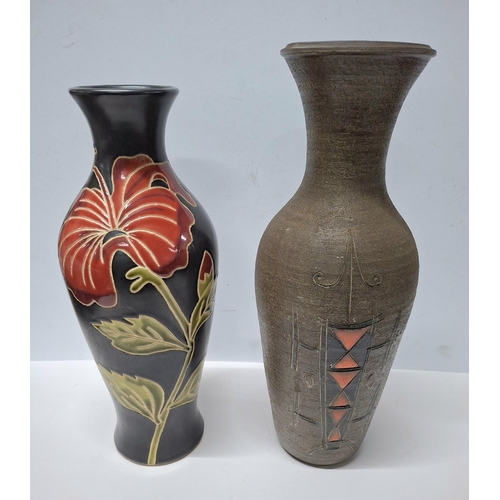 199 - Two British 1960s/70s studio pottery modernist vases, both signed initials (2),

Tallest is approx 4... 