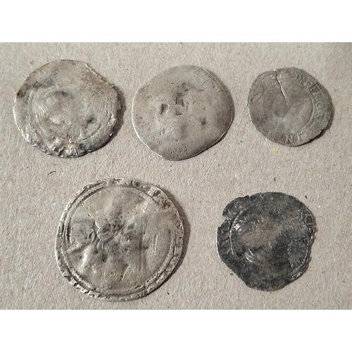 172 - Clipped 1582 Elizabeth I silver sixpence together with four other well worn medieval hammered silver... 