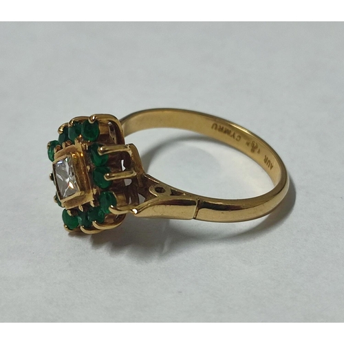 219 - A stunning bespoke 18ct. Yellow Welsh Gold, Diamond and Emerald engagement ring hand-crafted by Wels... 