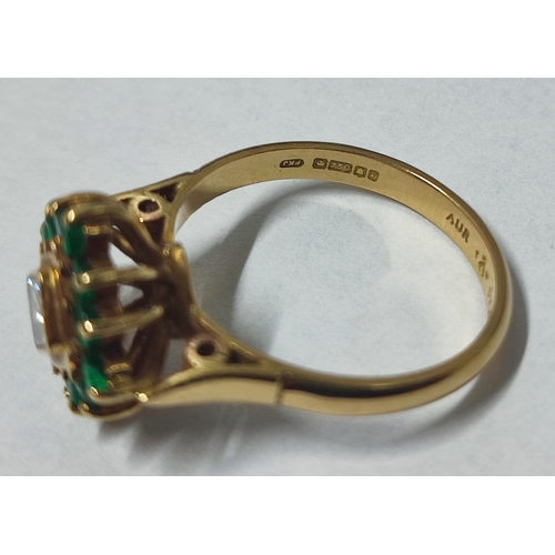 219 - A stunning bespoke 18ct. Yellow Welsh Gold, Diamond and Emerald engagement ring hand-crafted by Wels... 