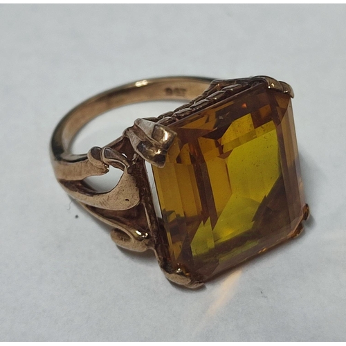 161 - A 9ct. Yellow Gold & fine quality Citrine ring, 7.6 grams gross, size J