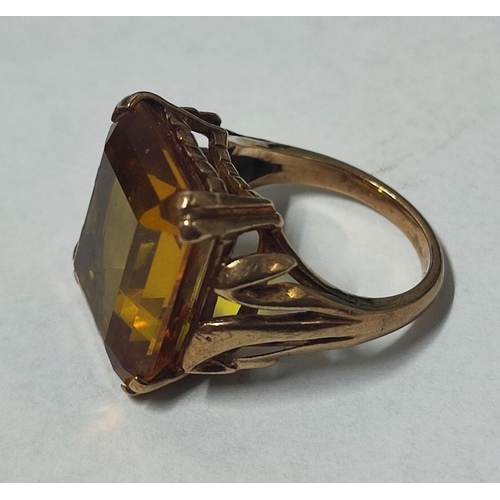 161 - A 9ct. Yellow Gold & fine quality Citrine ring, 7.6 grams gross, size J