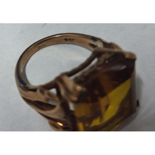 161 - A 9ct. Yellow Gold & fine quality Citrine ring, 7.6 grams gross, size J