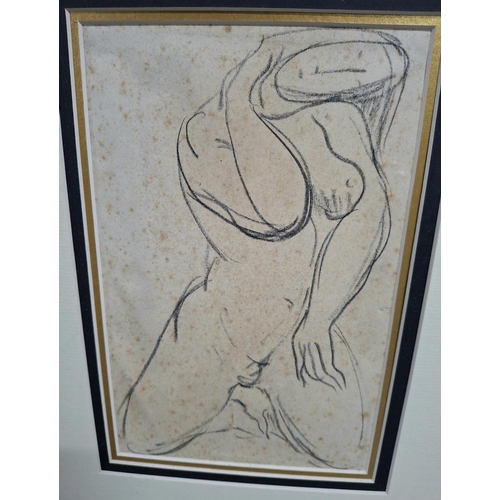 133 - Attributed to Amedeo MODIGLIANI (1884-1920), unsigned pencil sketch of a nude, ascribed to plaque on... 