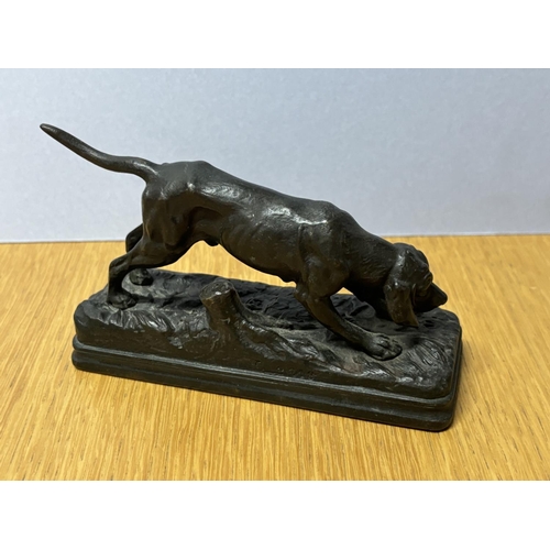 87 - Alfred DUBUCAND (France 1828-1894) bronze of a Lurcher type hunting dog,

13cm long

Provenance - Th... 