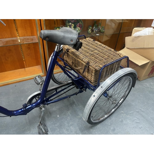 118 - Three-wheeled bike with whicker carry basket