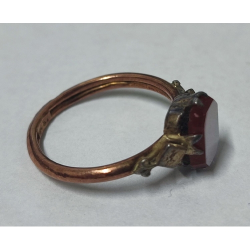 160 - A Victorian dress ring with central stone, indistinctly marked, 1.1 grams gross