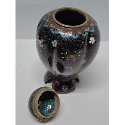 204 - Japanese Meiji period lobed cloisonné lidded vase,

11cm