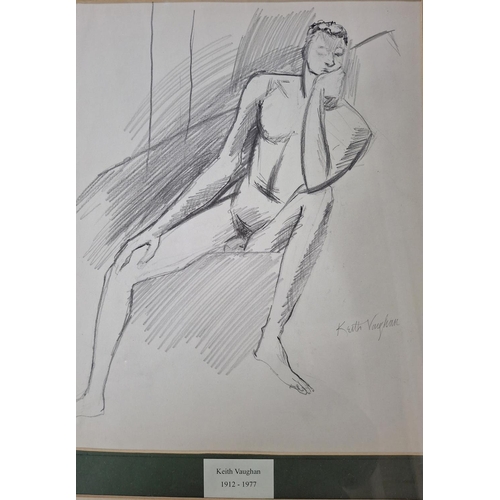 211 - Keith VAUGHAN (1912-1977) pencil portrait of a young naked man, framed and glazed,

The picture meas... 