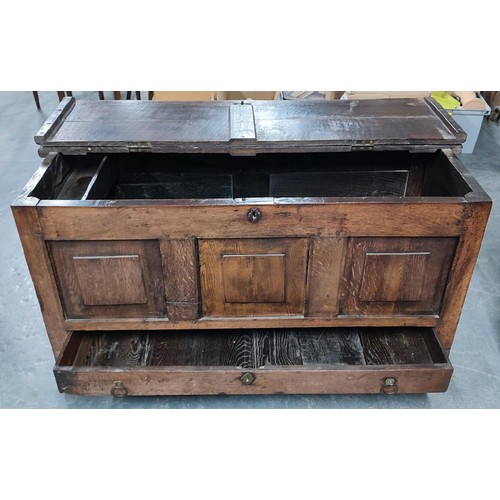 225 - Victorian Oak coffer with lift-top above three drawers