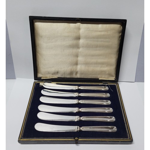 2 - Cased 1914 Sheffield silver handled 6 piece knife set (6)