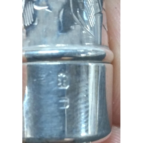 8 - Charming, engraved Birmingham 1910 cheroot holder together with an engraved silver miniature hand-he... 