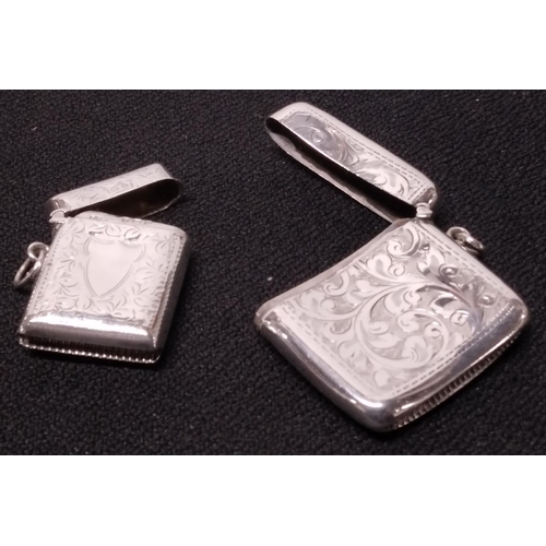 9 - Two engraved Birmingham silver vesta cases 1903 & 1907 (2),

39 grams