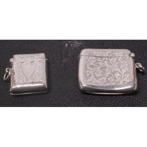 9 - Two engraved Birmingham silver vesta cases 1903 & 1907 (2),

39 grams