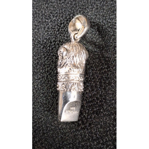 13 - Charming 925 sterling silver whistle in the form of a Monkies head complete with glass eyes