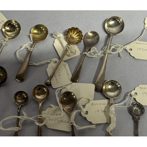 31 - collection of 11 small hallmarked antique silver spoons including snuff spoons including Victorian e... 