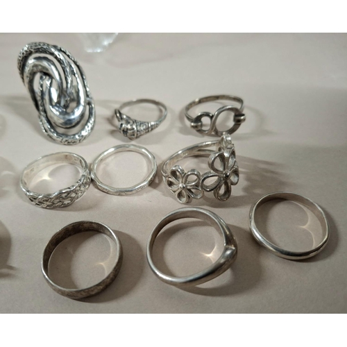 44 - Collection of 13 silver rings, the vast majority stamped 925 or silver etc (13),

41.5 grams