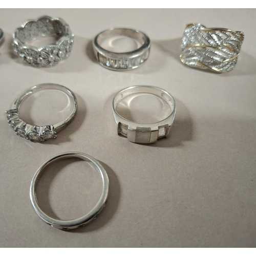 48 - Collection of 11 silver rings, the vast majority stamped 925 or silver etc (11),

44.5 grams