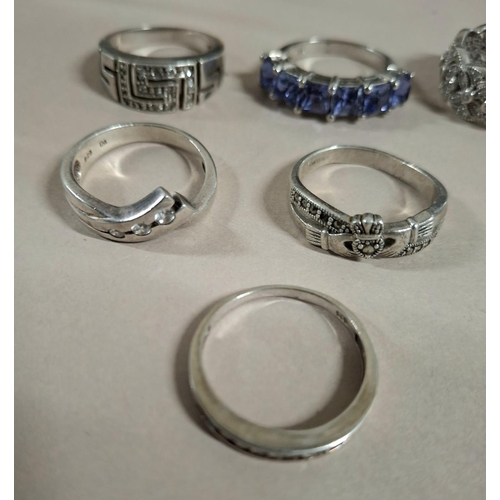 48 - Collection of 11 silver rings, the vast majority stamped 925 or silver etc (11),

44.5 grams