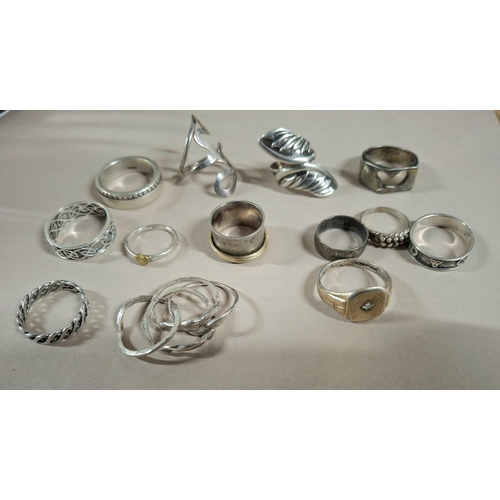 49 - Collection of 13 silver rings, the vast majority stamped 925 or silver etc (13),

63.5 grams