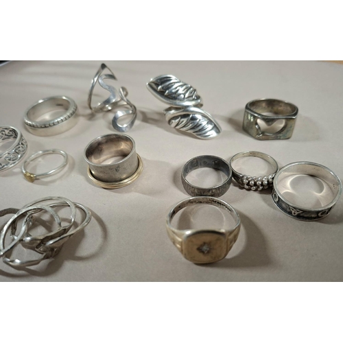 49 - Collection of 13 silver rings, the vast majority stamped 925 or silver etc (13),

63.5 grams