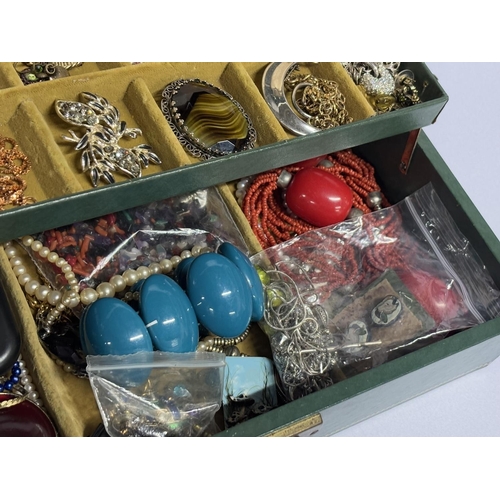 61 - Box of Costume jewellery including Silver